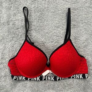 Victoria's Secret PINK Where Everywhere LightLined Underwire Bra Red Lace Sz 36B